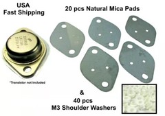 20 pcs TO-3 Mica Thermal Insulators for Transistors, Heat Sinks, Free Shipping