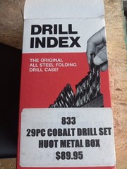 COBALT 29PC DRILL BIT SET IN HUOT BOX FRACTIONAL 1/16″-1/2″ BY 64THS #833