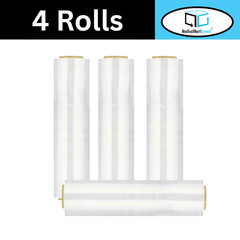 4 Rolls 18″ x 1500′ 80 Ga Cast Narrow Banding Hand Stretch Wrap Film Dark White