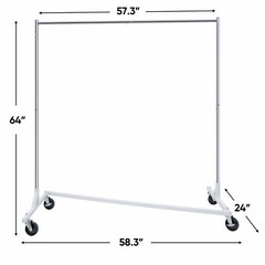 Heavy Duty Clothes Rack Z Base Garment Rack Rolling Clothing Rack on Wheels