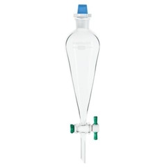 Squibb Separatory Funnel 1000 mL PTFE Stopcock PE Stopper Chemglass CG-1747-06