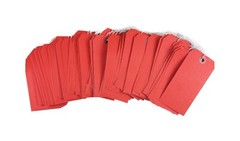 100 of 4 3/4″ x 2 3/8″ Red Inventory Tags with ELASTIC Stretchy String Size 5