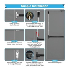 IRONWALLS Surface Vertical Rod Panic Bar, Black 27.5” Commercial Door Push Bar