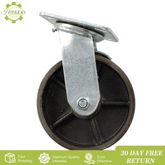 4PCS 6″ Industrial Casters- Heavy Duty Casters, Cast Iron Wheel with Brake