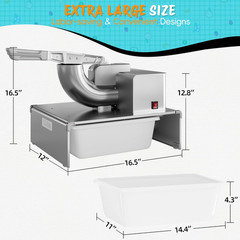 Snow Cone Machine Shaved Ice, 500LB/H Commercial Ice Crusher Shaved Ice Machine