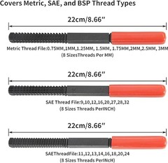 HFS(R) 3PCS Thread Repair File Set High Carbon Steel Thread Restorer SAE&Metric