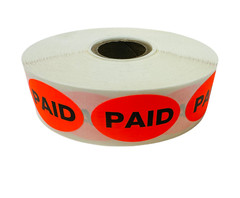 1000 PCS – Oval Paid Stickers (.875″x1.5″) Retail Sale Adhesive Labels