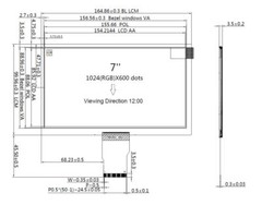 7″inch 50 pin TFT LCD Display 1024×600 Optional Touch Panel,RGB,AT070TNA2