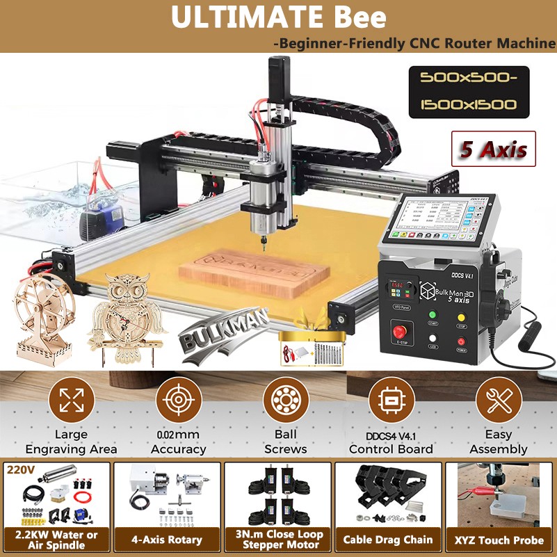 ULTIMATE Bee Engraving CNC Machine Full Kit DDCSV4.1 5Axis Offline Control Box