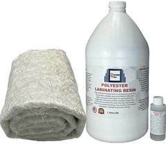 Fiberglass Repair Kit 1 Gal of Polyester Resin 1.5x50x5 Yard Chopped Strand Mat