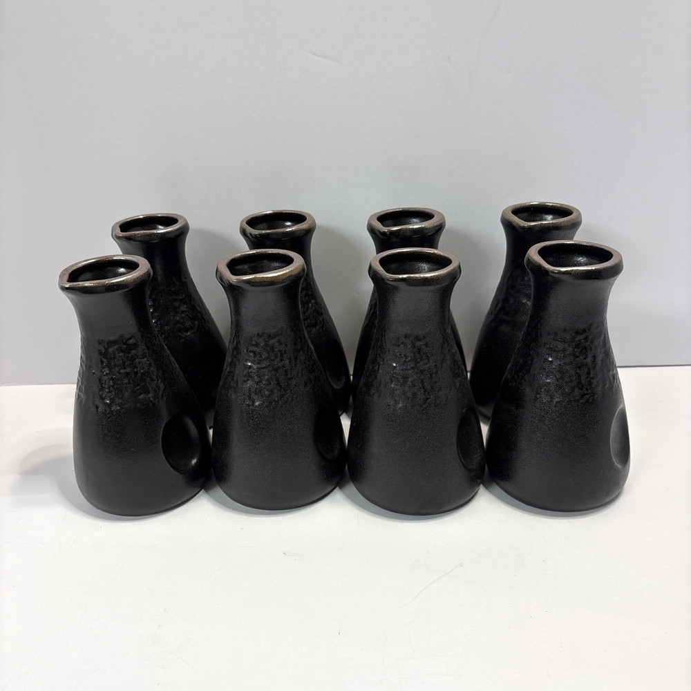 ACOPA Sake Bottle 8.5oz Black Matte Textured Stoneware HeikaCollection Lot of 8