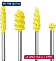 4-Piece Rotary Burr Set, Fine Grit Tungsten Carbide Rotary Burrs, 1/8″ Shank for