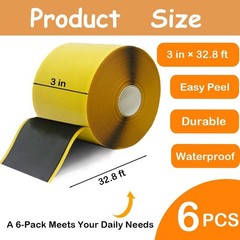 6 Pack Pond Liner Seam Tape Bulk, Total 3″ x 196′ Heavy Duty Double Sided Butyl