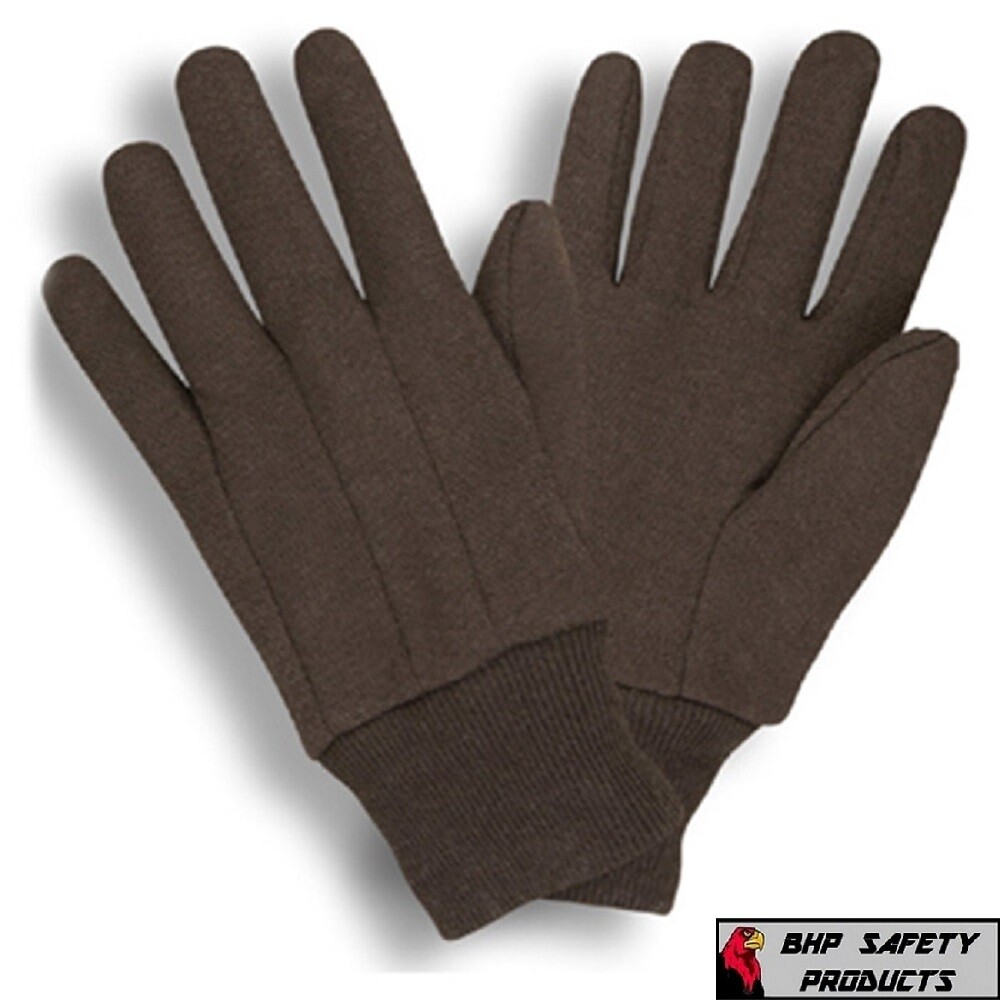 25 DOZEN 300 PAIR BROWN JERSEY GLOVES WORK COTTON 8oz GLOVES NEW – CASE LOT