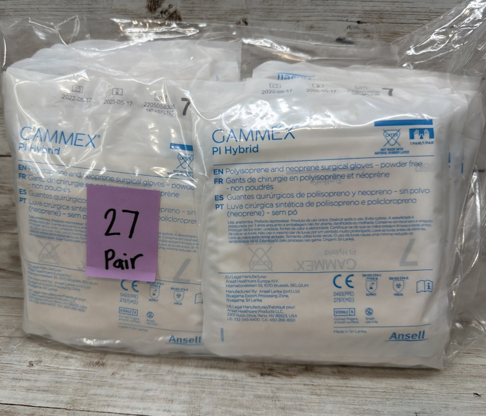Gammex PI Hybrid Surgical Gloves Sterile Ansell *27 Pair* Size: 7 *See Date*5-25