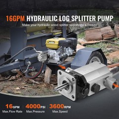 VEVOR Log Splitter Pump 16 GPM 2 Stage HiLo Gear Pump Hydraulic Pump