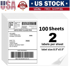 Half Sheet Shipping 200 Labels 8.5×5.5 Rounded Corner Self Adhesive 2 Per Sheet⭐