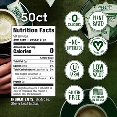 Stevia In The Raw, Plant Based Zero Calorie Sweetener, 50 Count (Pack of 1)