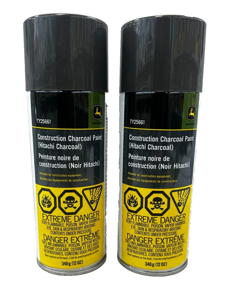 2 cans – John Deere Construction Charcoal Gray Spray Paint Can 12oz TY25661 New