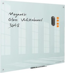 Magnetic Glass Whiteboard Frameless 48×36 Inches Wall Mounted for Office Home