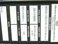 Electro Industries / Gauge Tech NEXUS 1250-512K-120-D2-60HZ-X Revenue Meter, 10A