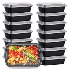Kitch’nMore 38oz Meal Prep Containers, Extra Large &Thick Food Large, Black