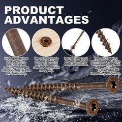 Blulu 3000 Pcs Deck Screw 2.5 Inch, # 8 x 2-1/2” Wood Screw Set, Brown Deck …