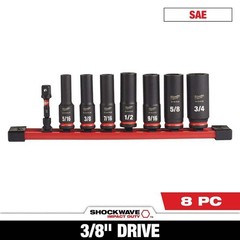 Milwaukee SHOCKWAVE Impact Duty 3/8″ SAE Deep Impact Rated Socket Set (8-Piece)