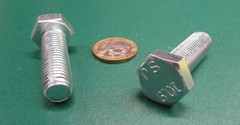Tap Bolt Metric, FT, GR 10.9 Zinc M12 x 1.75 x 40 mm Length, 25 Pcs