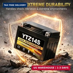 YTZ14S 12V 11.2Ah AGM Sealed Motorcycle Battery, Maintenance-Free, Compatible wi