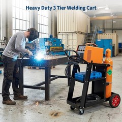 Built-In Gas Tank Holder And Push Handle Equip This Welding Cart, Three Layer Ca