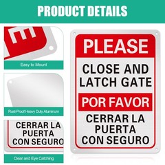 Blulu 4 Pcs Please Keep Gate Close Sign 10″ x 7″ Please Close and Latch Gate …