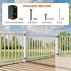 24 Pack Deck Railing Bracket Connectors for 2×4 Wood Posts, Heavy Duty Steel