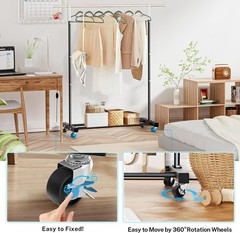 Clothing Rack Heavy Duty Rolling Garment Rack with Wheels for Hanging Clothes