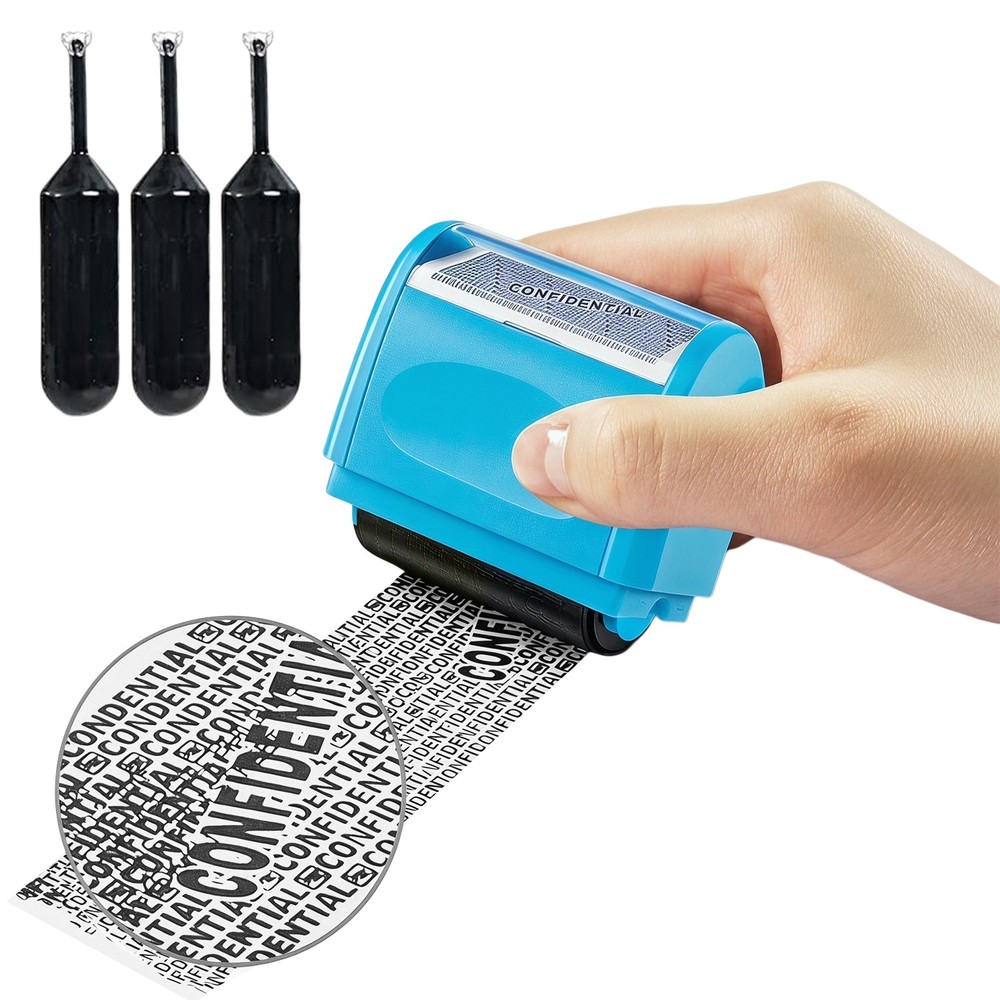 Identity ID Theft Protection Roller Stamp Guard Privacy Confidential Data Secure