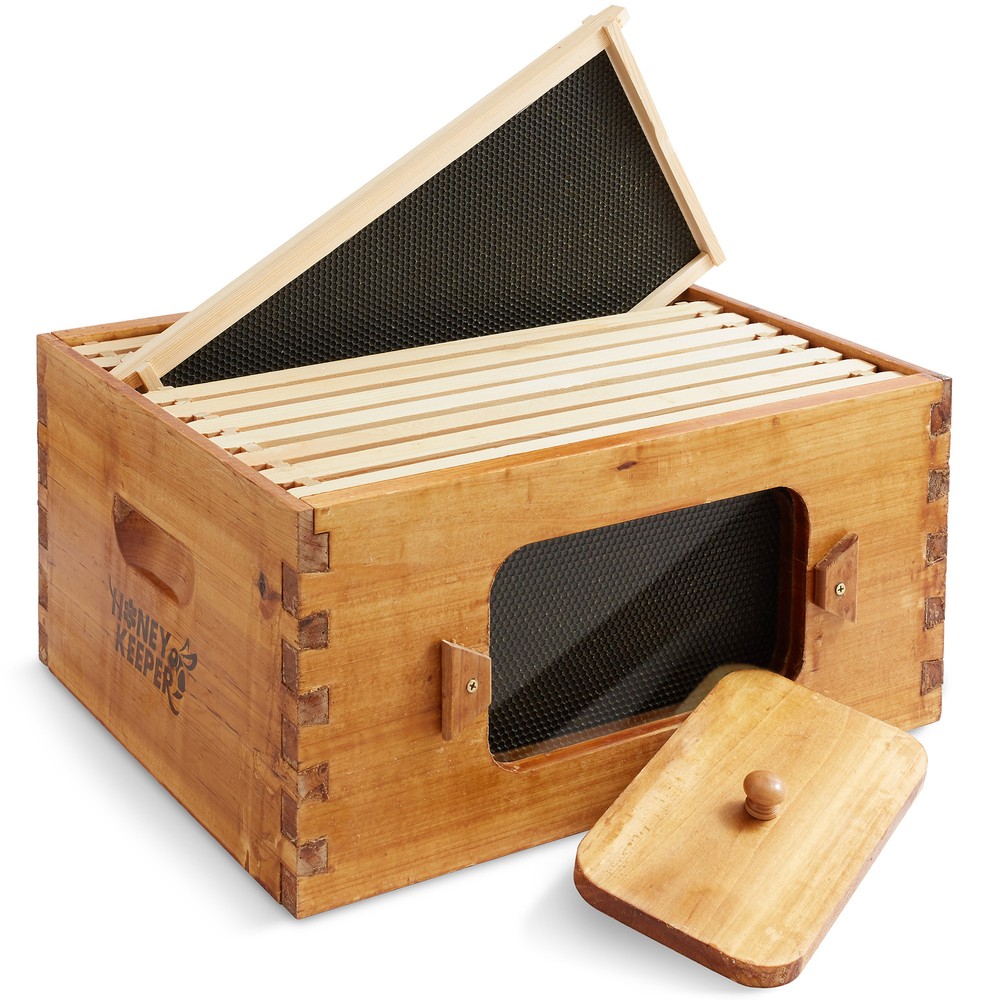 Deep Waxed Brood Box with Window, 10 frames and 10 Blk Foundations
