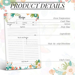 50 Sheets Recipe Paper Full Size Recipe Refill Pages 8.5 x 11 Inch Cards for Bin