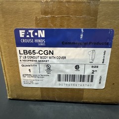 Eaton Crouse-Hinds LB65-CGN 2″ LB Conduit Body With Cover & Neoprene Gasket