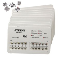 10Pack AZDENT Dental Ortho Brackets Mini/Standard MBT/Roth 022/018 Hooks 3-4-5