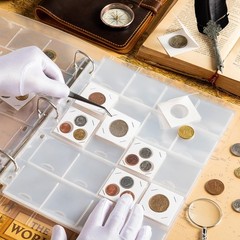 30 Sheets Coin Binder Sheets for 2″ x 2″ Coin Flips – 600 Pockets 7 Holes Coin