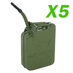 5PCS Jerry Can Gasoline Oil Army Can Backup 5 Gallon 20L Metal Steel Tank