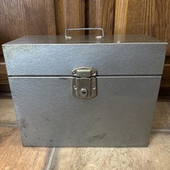 VTG Metal File Box & Key Lock Excelsior USA 12.5 x5.5×10 Gray Steel