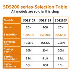 Owon SDS200 Series Digital Oscilloscope 2CH 100/150/200MHz 25MHz SignalGenerator