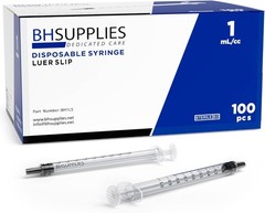 1mL Luer Slip Tip Syringes No Needle – Sterile, Individually Wrapped – 100 Sy…