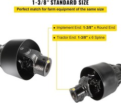 1-3/8″ PTO Drive Shaft 6 Spline 43″-61″ Brush Hog PTO Shaft Black Series 4 Black