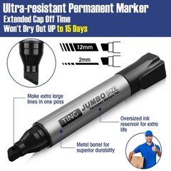 Fuutreo 10 Pack Jumbo Permanent Markers Bulk Large Chisel Tip Permanent Markers