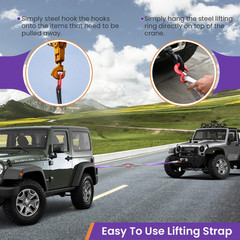 Lifting Slings Straps with Hooks – 3.3 FT, 4409LB Pounds Capacity, Polyester Bri