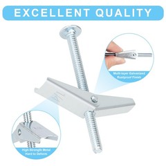 50PCS 1/8 Inch Toggle Bolts Heavy Duty Drywall Anchors with Screws