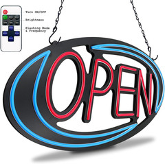 Bright LED Open Sign for Business – 32×16 Inch with Remote Control & Flashing