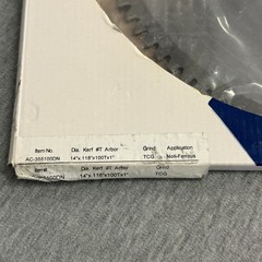 Tenryu AC-355100DN 14″ Carbide Tipped Saw Blade ( 100 Tooth TCG Grind – 1″ Arbor